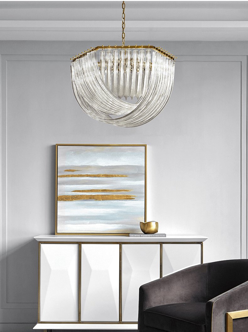 Elegant Trevi Glass Chandelier - Adjustable Height, Energy Efficient