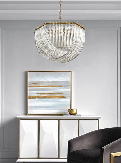 Elegant Trevi Glass Chandelier - Adjustable Height, Energy Efficient