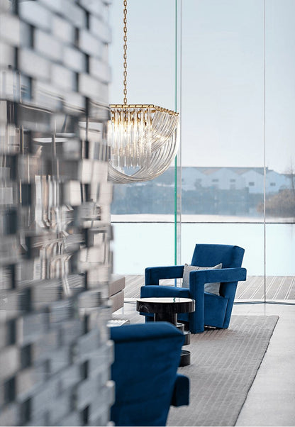 Elegant Trevi Glass Chandelier - Adjustable Height, Energy Efficient