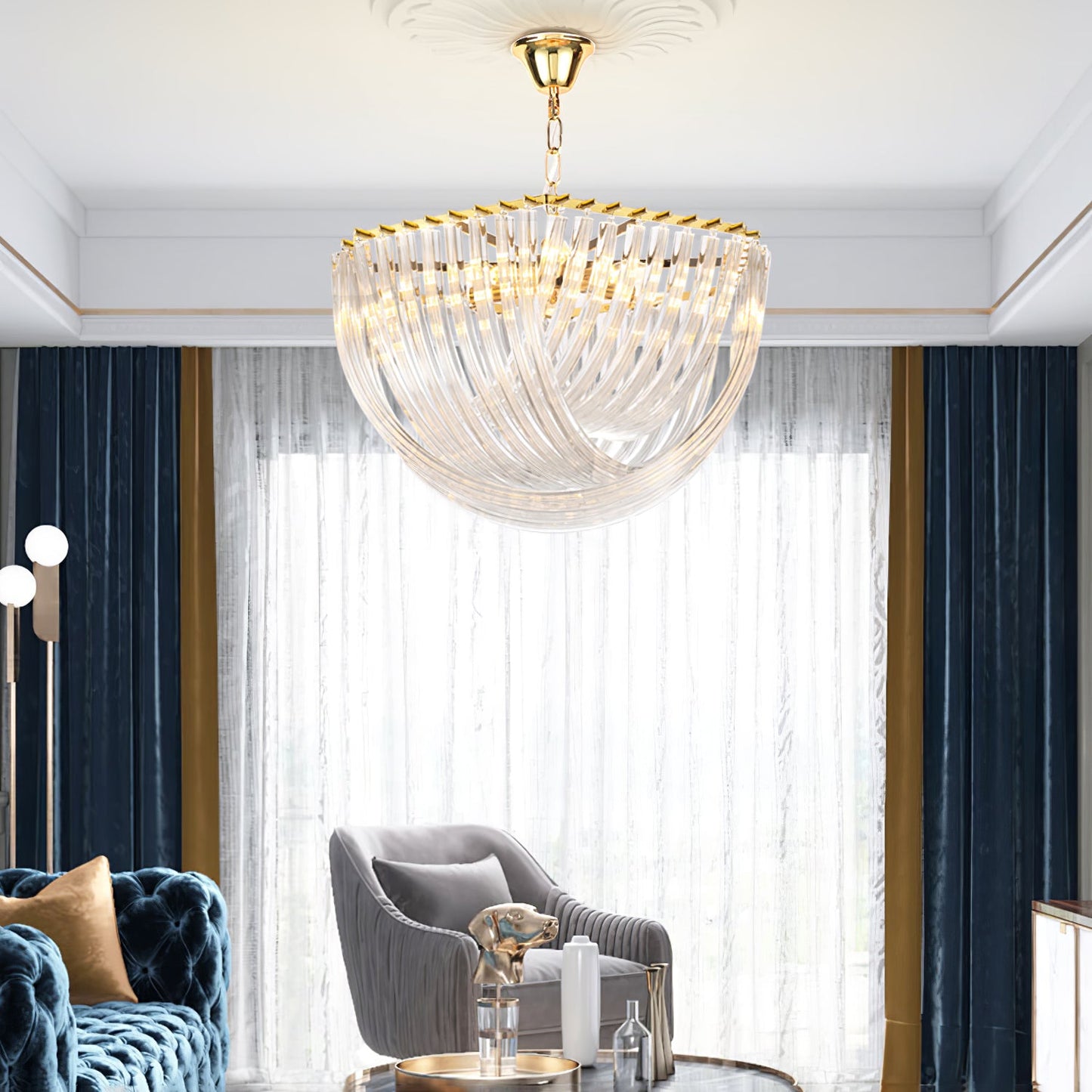 Elegant Trevi Glass Chandelier - Adjustable Height, Energy Efficient