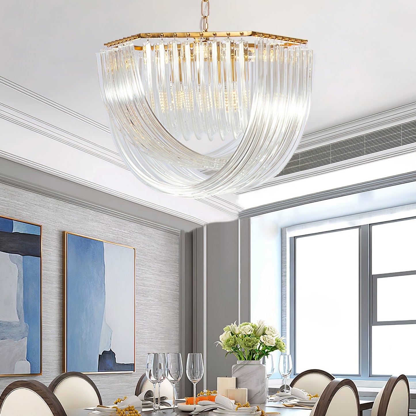 Elegant Trevi Glass Chandelier - Adjustable Height, Energy Efficient