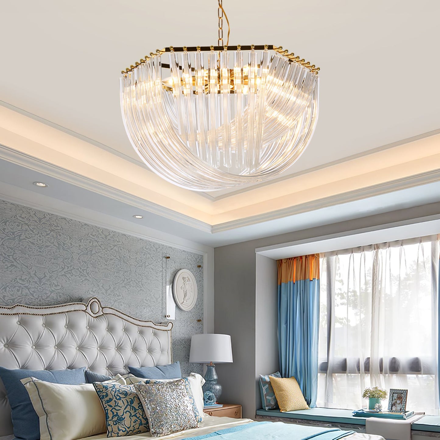 Elegant Trevi Glass Chandelier - Adjustable Height, Energy Efficient