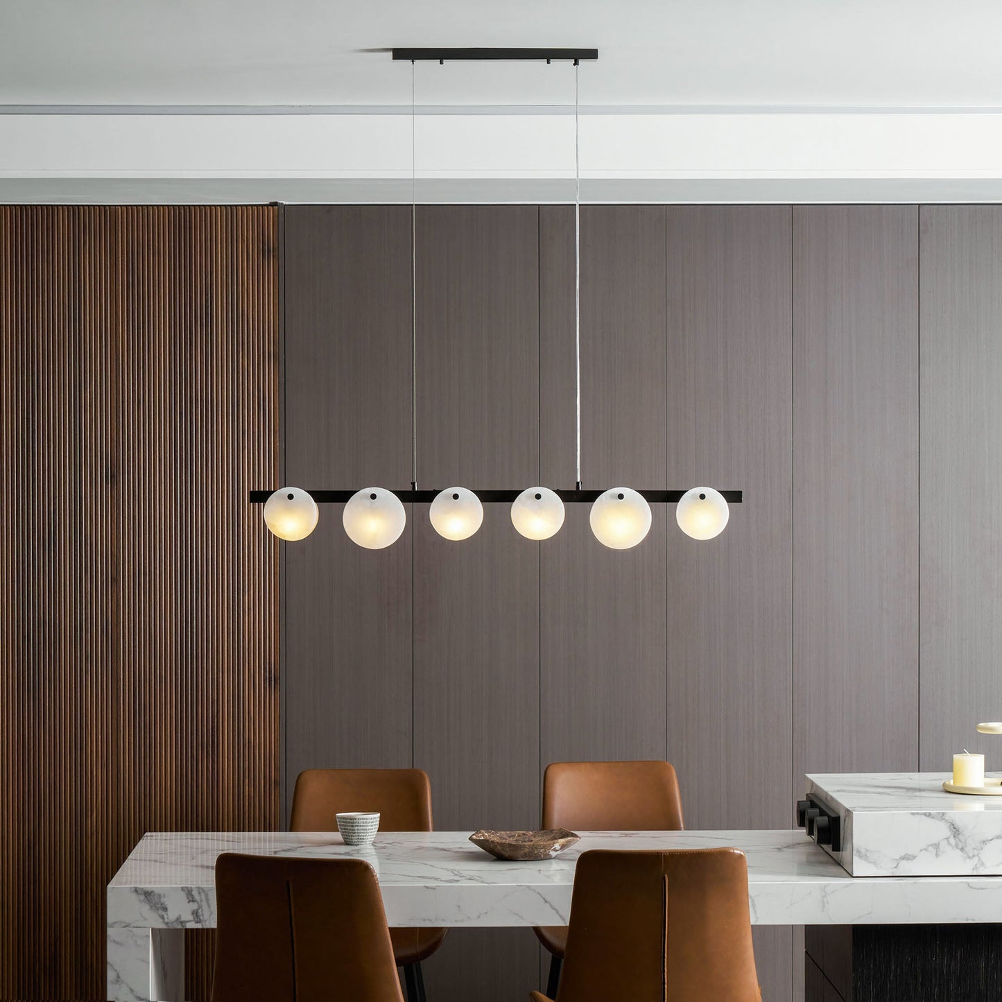 Trinidad Alabaster Chandelier - Elegant Design, Adjustable Height