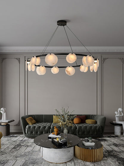 Trinidad Alabaster Chandelier - Elegant Lighting with Adjustable Heigh