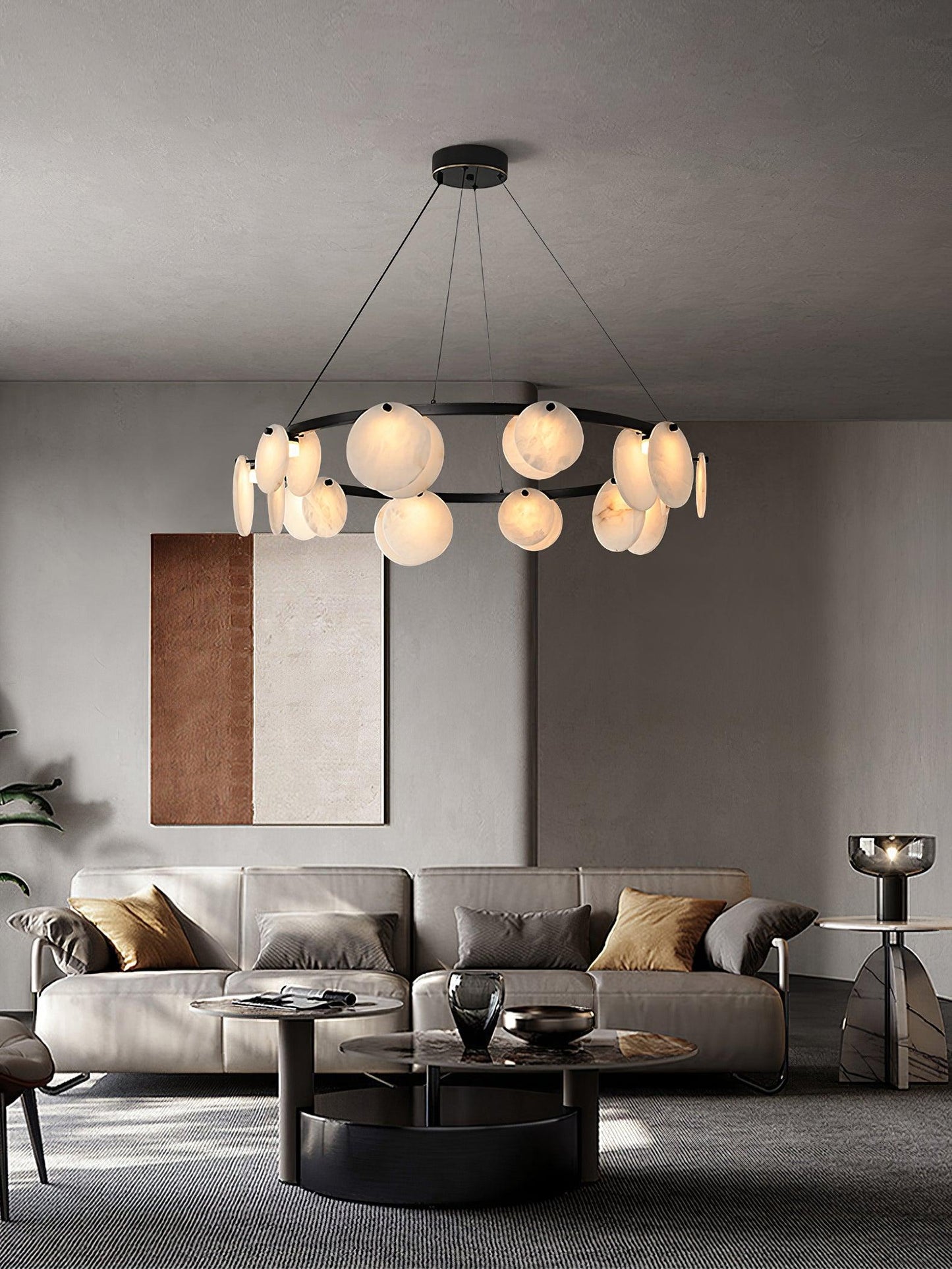 Trinidad Alabaster Chandelier - Elegant Lighting with Adjustable Heigh