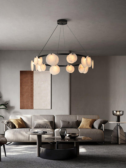 Trinidad Alabaster Chandelier - Elegant Lighting with Adjustable Heigh