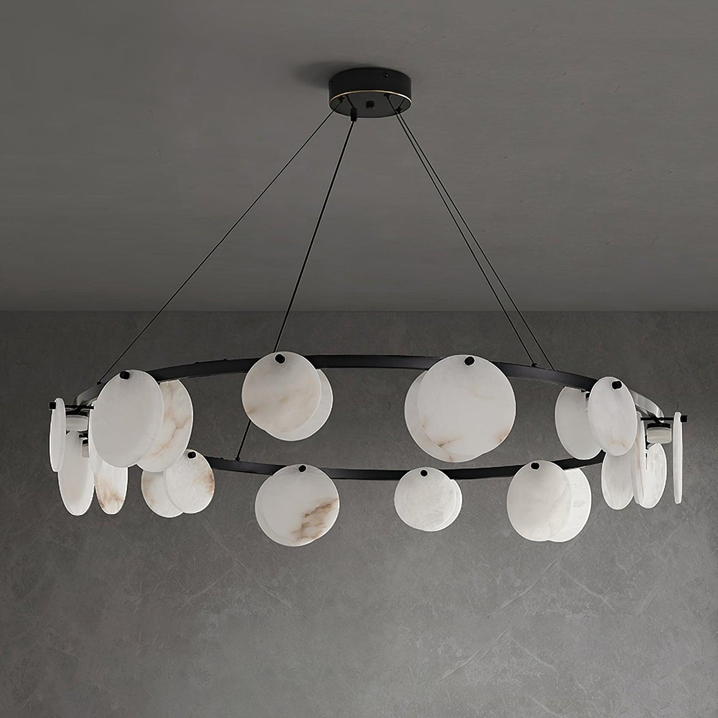 Trinidad Alabaster Chandelier - Elegant Lighting with Adjustable Heigh