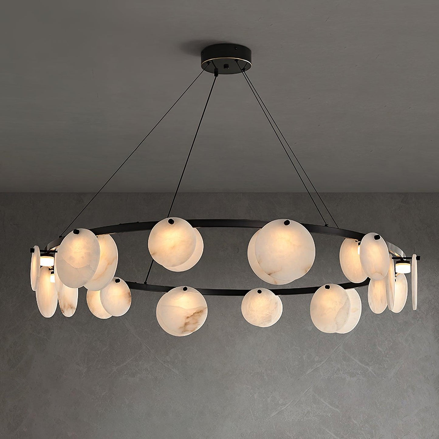 Trinidad Alabaster Chandelier - Elegant Lighting with Adjustable Heigh
