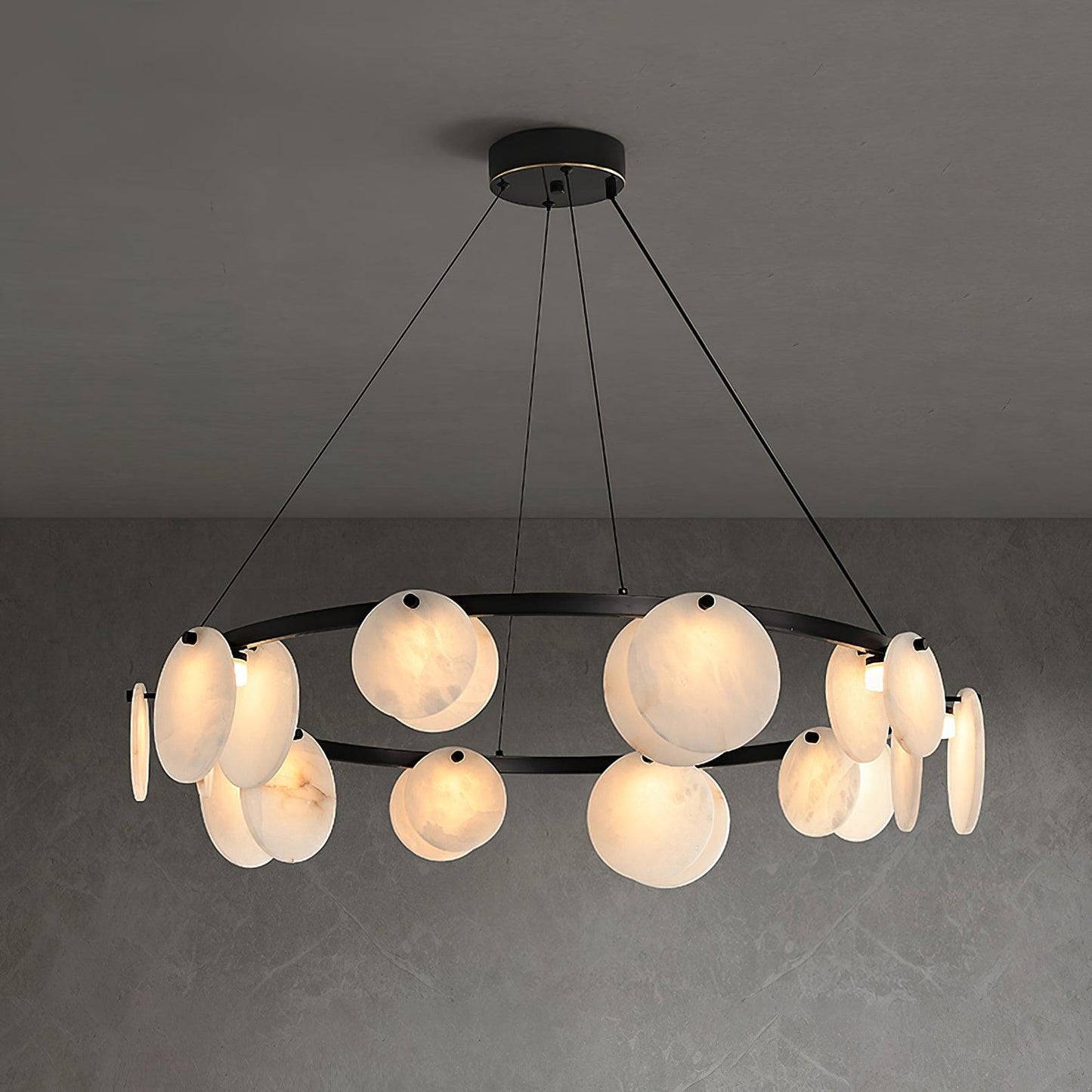 Trinidad Alabaster Chandelier - Elegant Lighting with Adjustable Heigh