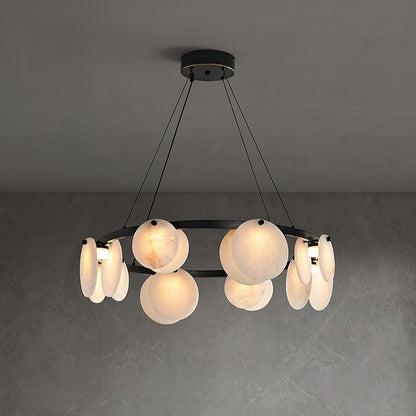 Trinidad Alabaster Chandelier - Elegant Lighting with Adjustable Heigh
