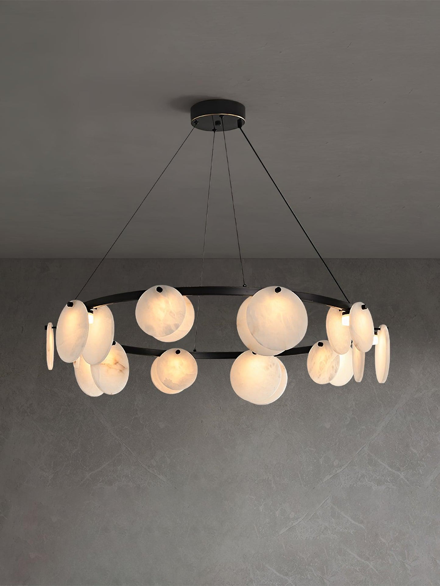 Trinidad Alabaster Chandelier - Elegant Lighting with Adjustable Heigh