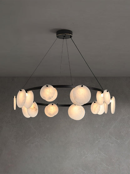 Trinidad Alabaster Chandelier - Elegant Lighting with Adjustable Heigh