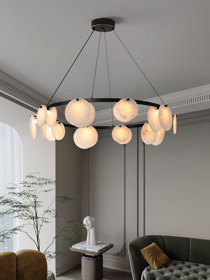 Trinidad Alabaster Chandelier - Elegant Lighting with Adjustable Heigh