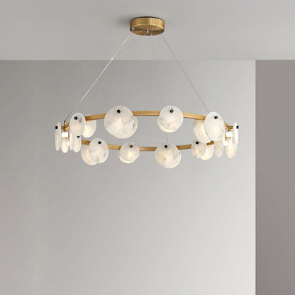 Trinidad Alabaster Chandelier - Elegant Lighting with Adjustable Heigh