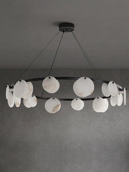 Trinidad Alabaster Chandelier - Elegant Lighting with Adjustable Heigh