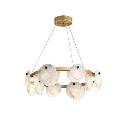 Trinidad Alabaster Chandelier - Elegant Lighting with Adjustable Heigh