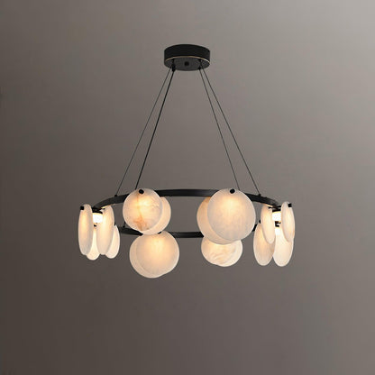 Trinidad Alabaster Chandelier - Elegant Lighting with Adjustable Heigh