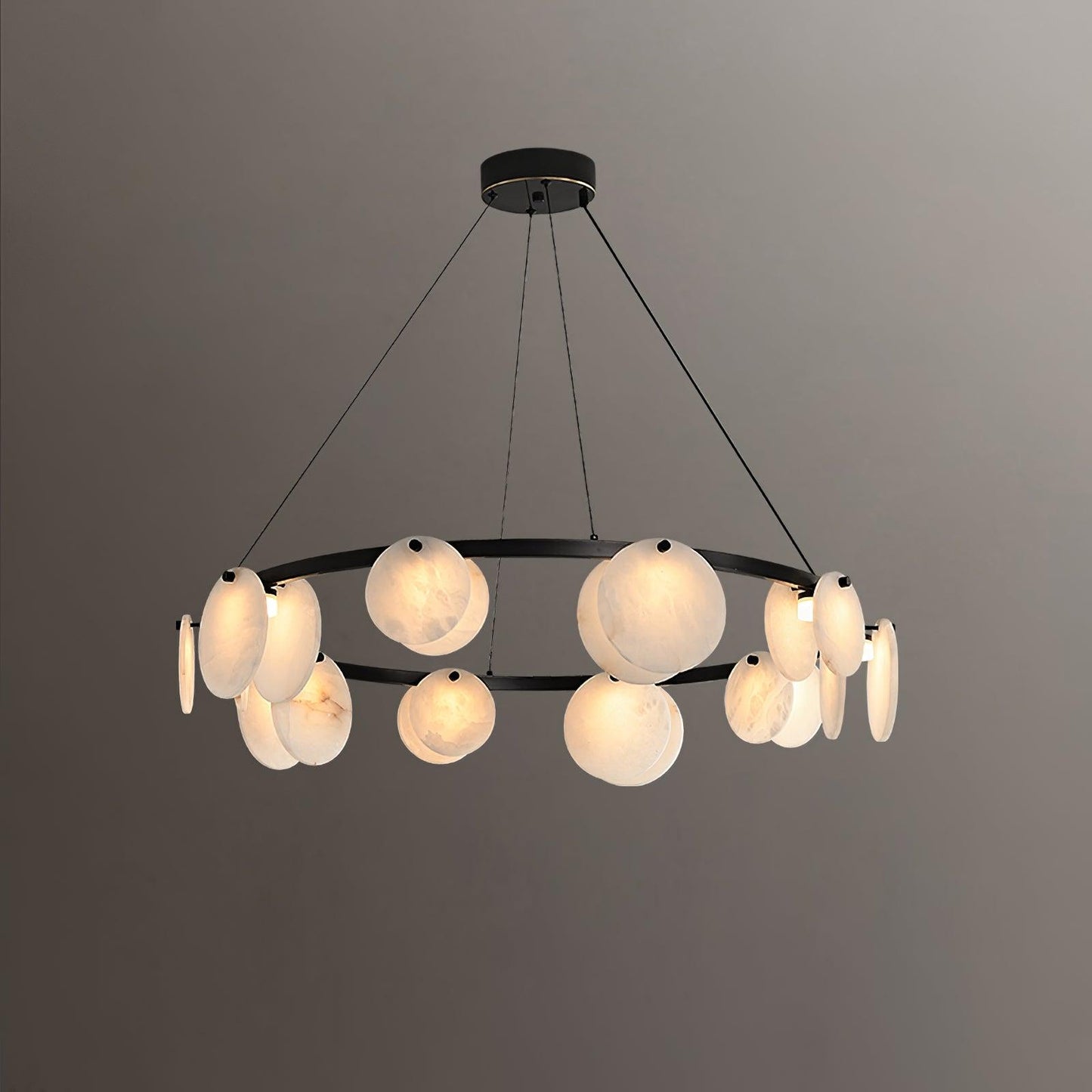 Trinidad Alabaster Chandelier - Elegant Lighting with Adjustable Heigh