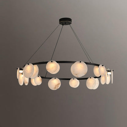 Trinidad Alabaster Chandelier - Elegant Lighting with Adjustable Heigh