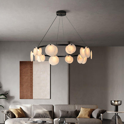 Trinidad Alabaster Chandelier - Elegant Lighting with Adjustable Heigh