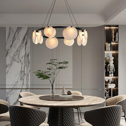 Trinidad Alabaster Chandelier - Elegant Lighting with Adjustable Heigh