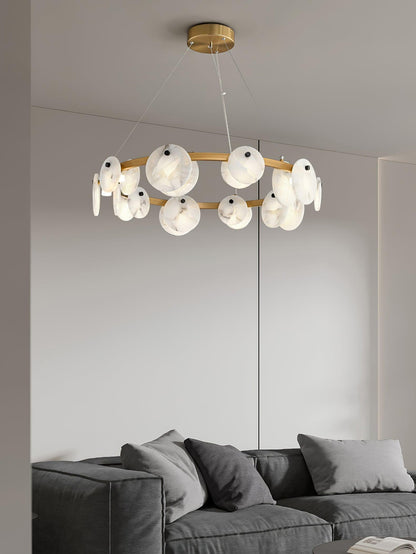 Trinidad Alabaster Chandelier - Elegant Lighting with Adjustable Heigh