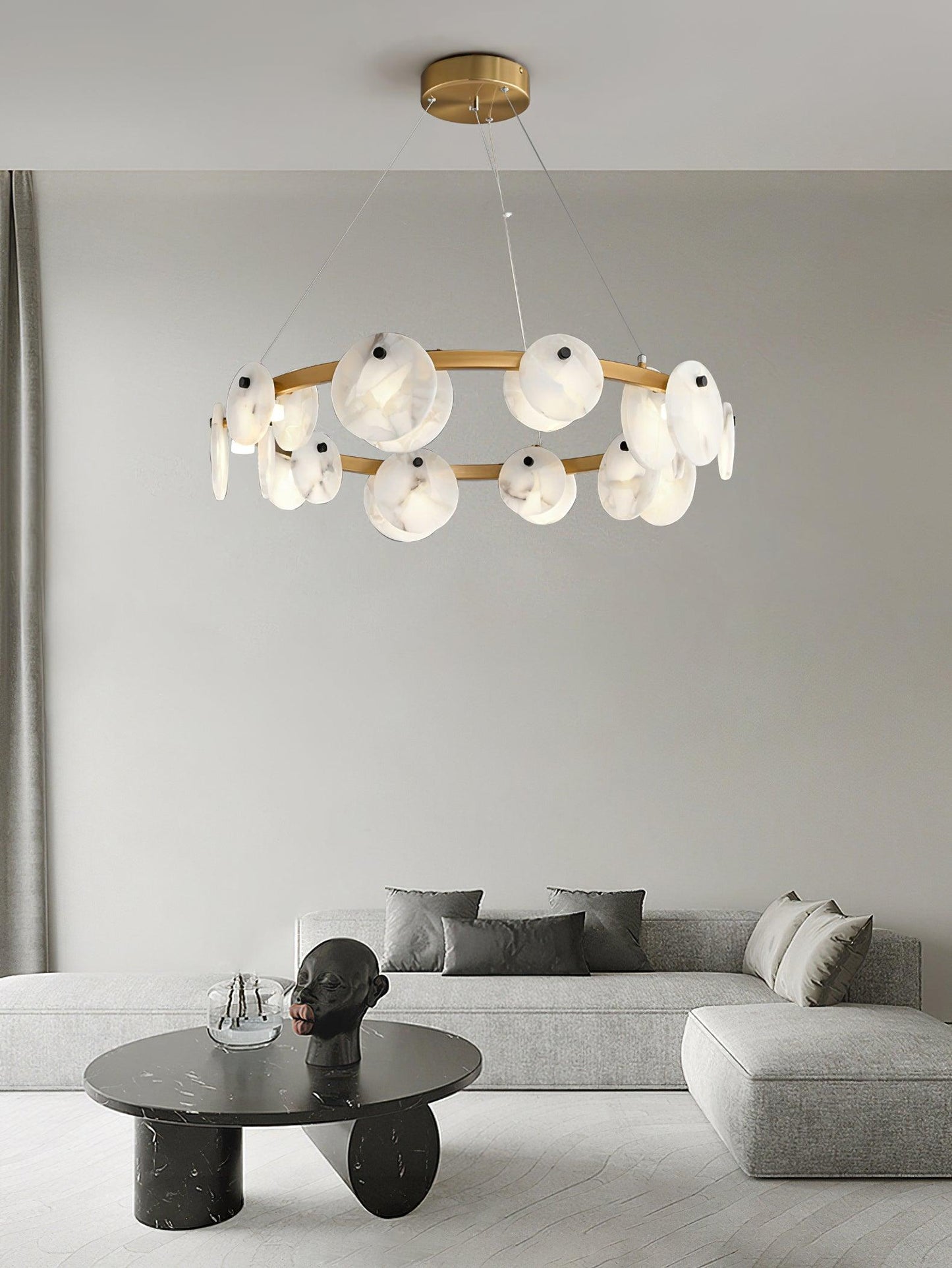 Trinidad Alabaster Chandelier - Elegant Lighting with Adjustable Heigh