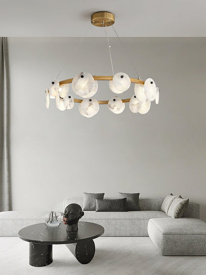 Trinidad Alabaster Chandelier - Elegant Lighting with Adjustable Heigh