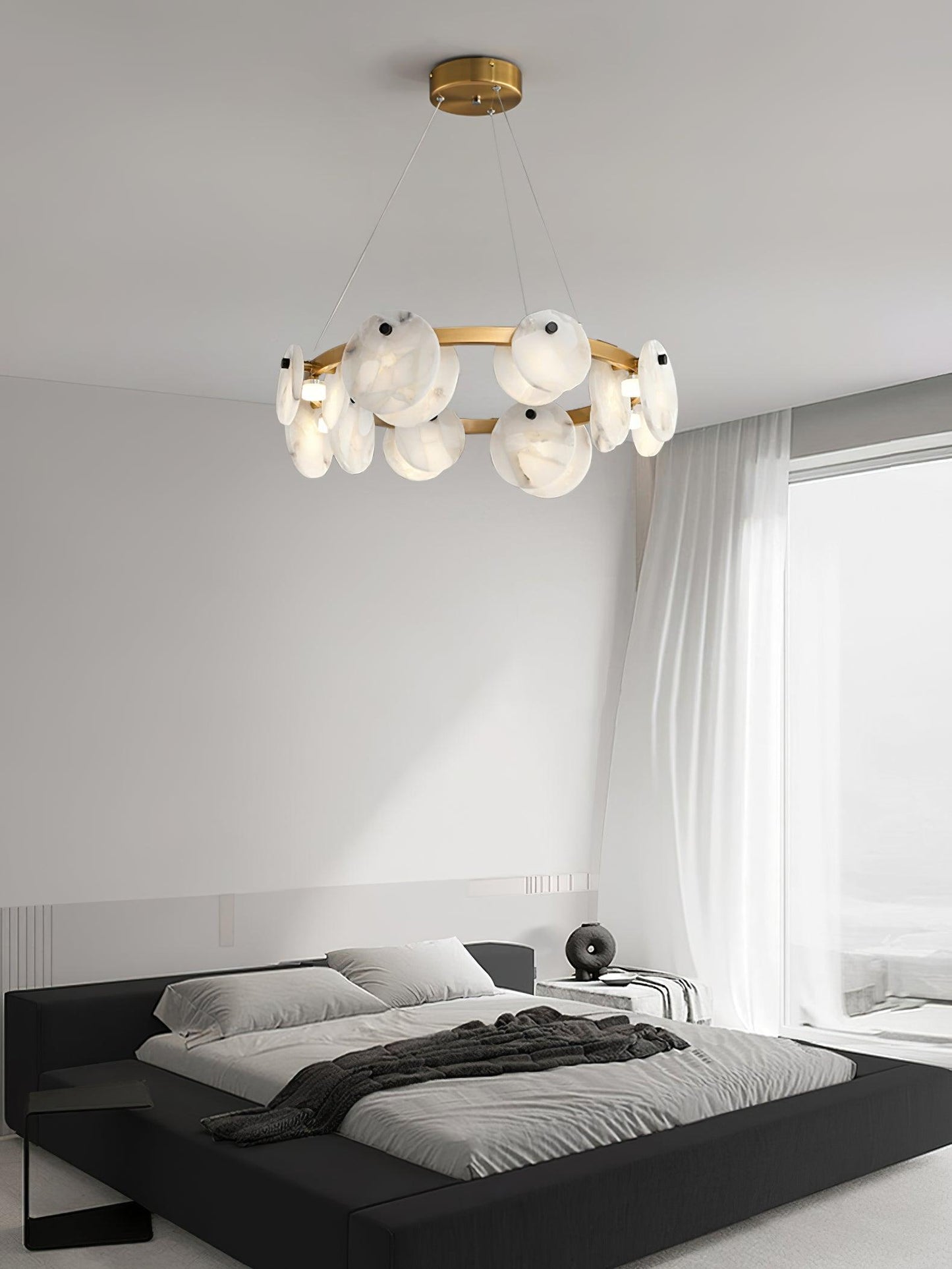 Trinidad Alabaster Chandelier - Elegant Lighting with Adjustable Heigh