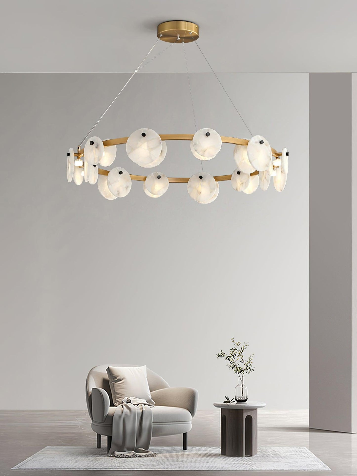 Trinidad Alabaster Chandelier - Elegant Lighting with Adjustable Heigh