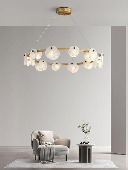Trinidad Alabaster Chandelier - Elegant Lighting with Adjustable Heigh