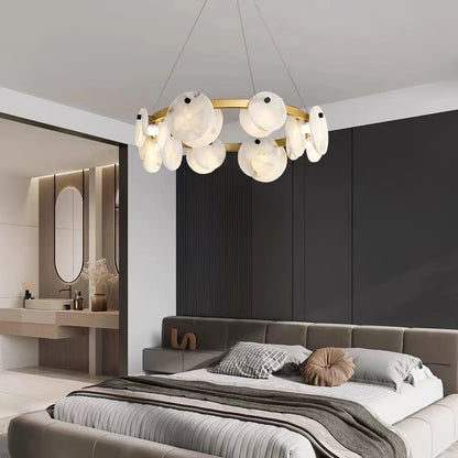 Trinidad Alabaster Chandelier - Elegant Lighting with Adjustable Heigh