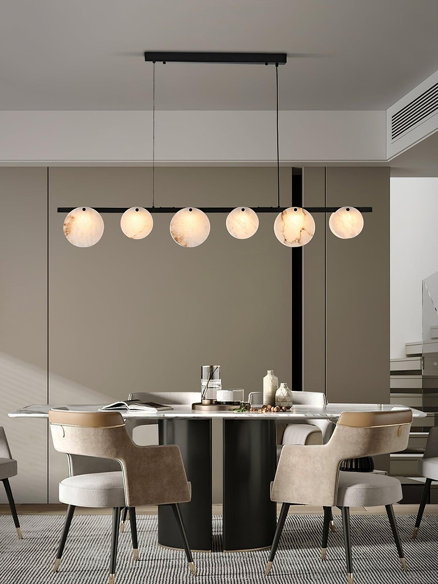 Trinidad Alabaster Chandelier - Elegant Design, Adjustable Height