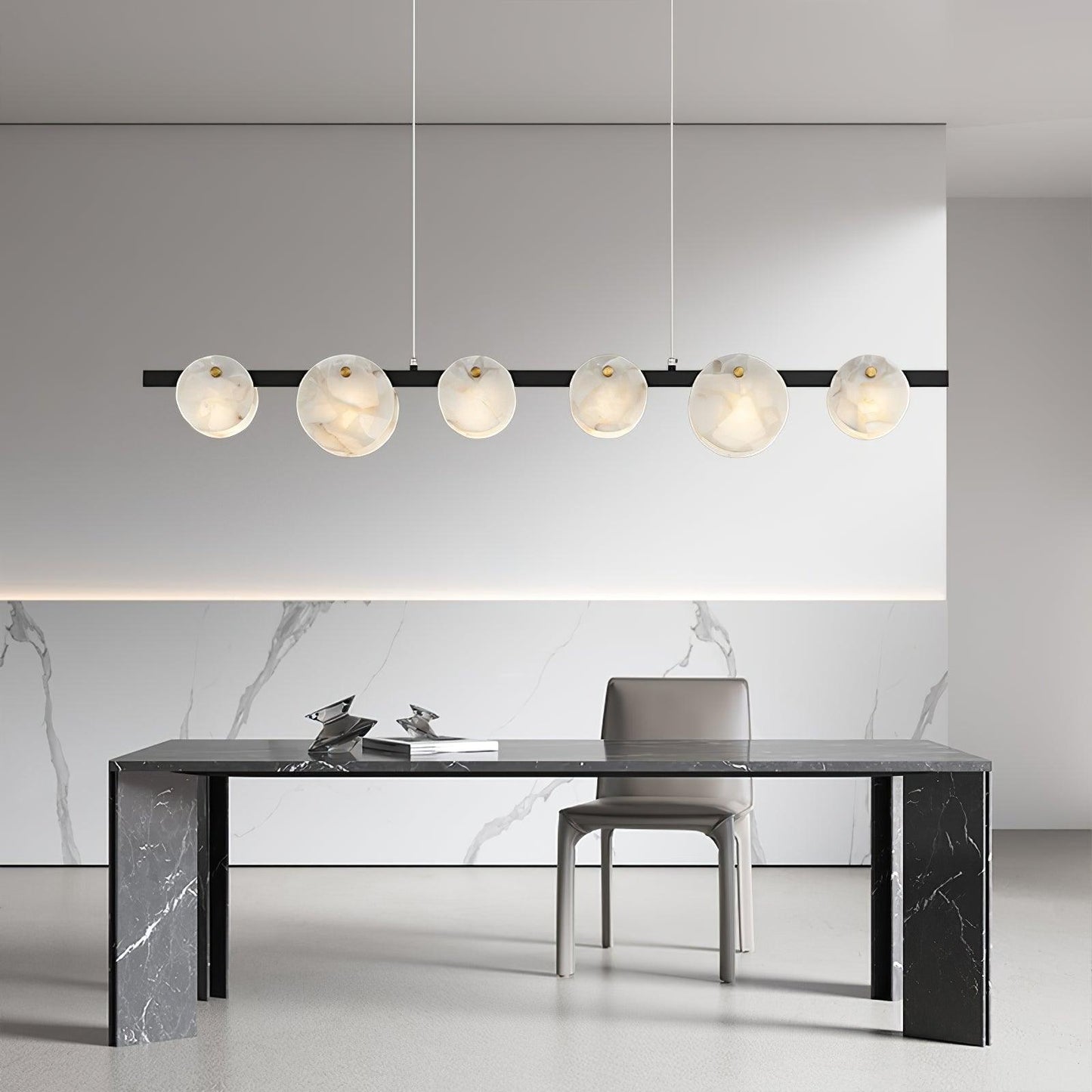Trinidad Alabaster Chandelier - Elegant Design, Adjustable Height