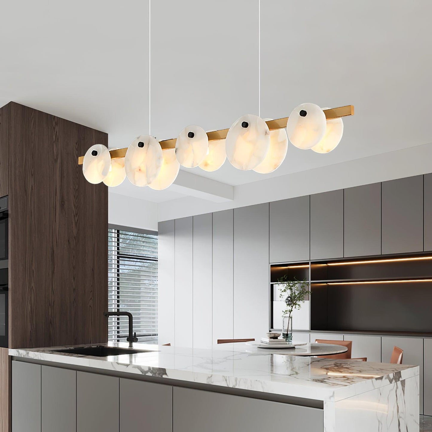 Trinidad Alabaster Chandelier - Elegant Design, Adjustable Height