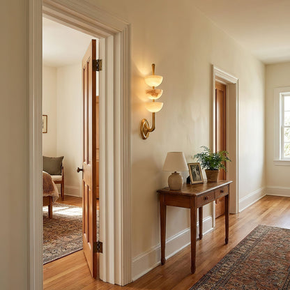 Triple Alabaster Wall Sconce - Elegant Lighting with Adjustable Bright