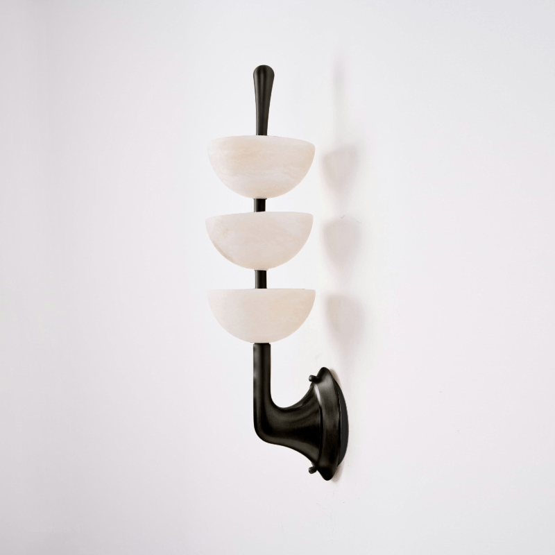 Triple Alabaster Wall Sconce - Elegant Lighting with Adjustable Bright