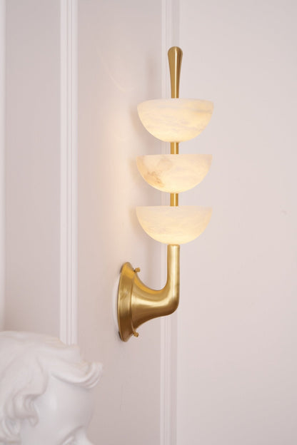 Triple Alabaster Wall Sconce - Elegant Lighting with Adjustable Bright