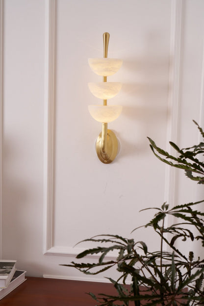 Triple Alabaster Wall Sconce - Elegant Lighting with Adjustable Bright