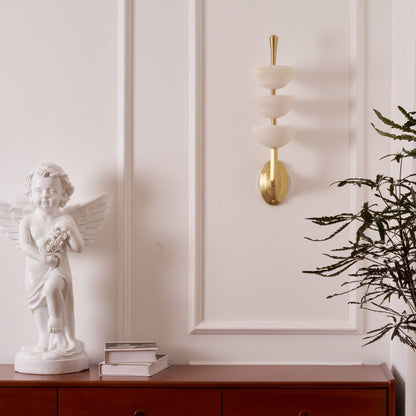 Triple Alabaster Wall Sconce - Elegant Lighting with Adjustable Bright