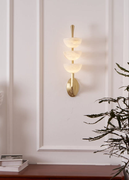Triple Alabaster Wall Sconce - Elegant Lighting with Adjustable Bright