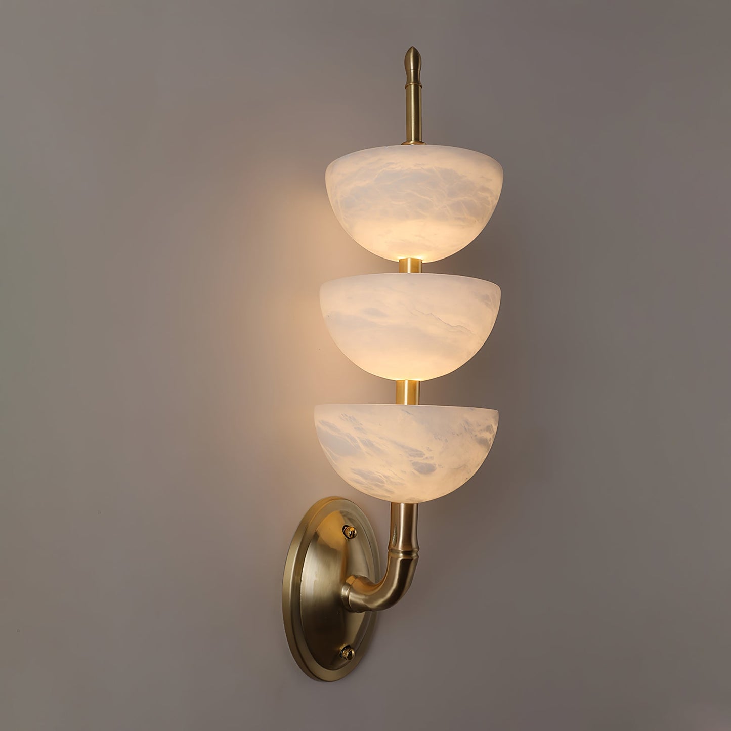 Triple Alabaster Wall Sconce - Elegant Lighting with Adjustable Bright