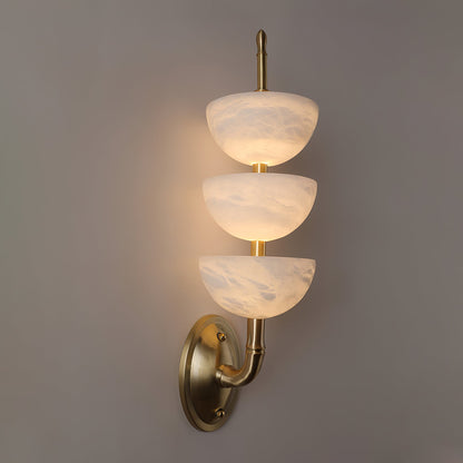 Triple Alabaster Wall Sconce - Elegant Lighting with Adjustable Bright