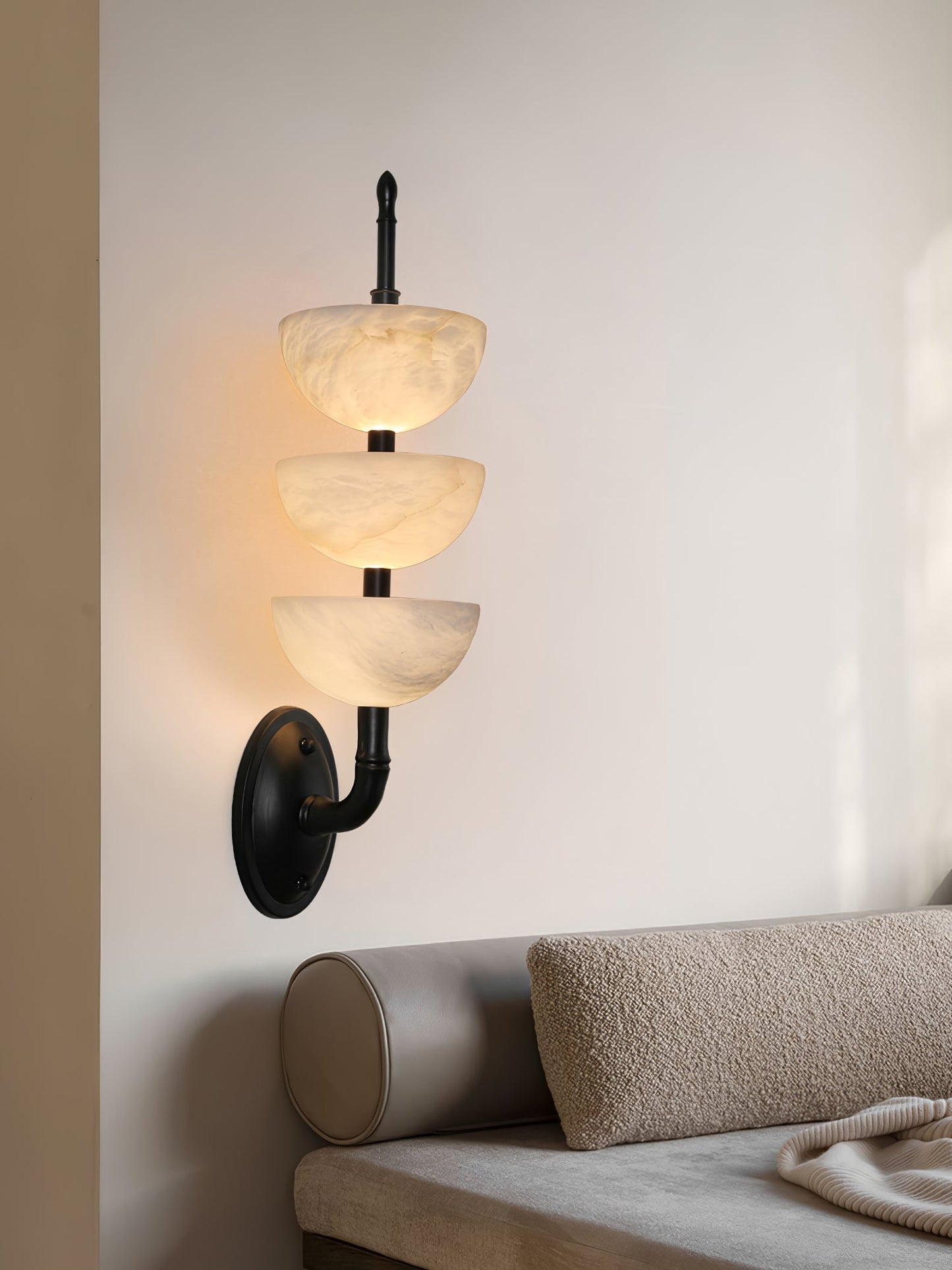Triple Alabaster Wall Sconce - Elegant Lighting with Adjustable Bright
