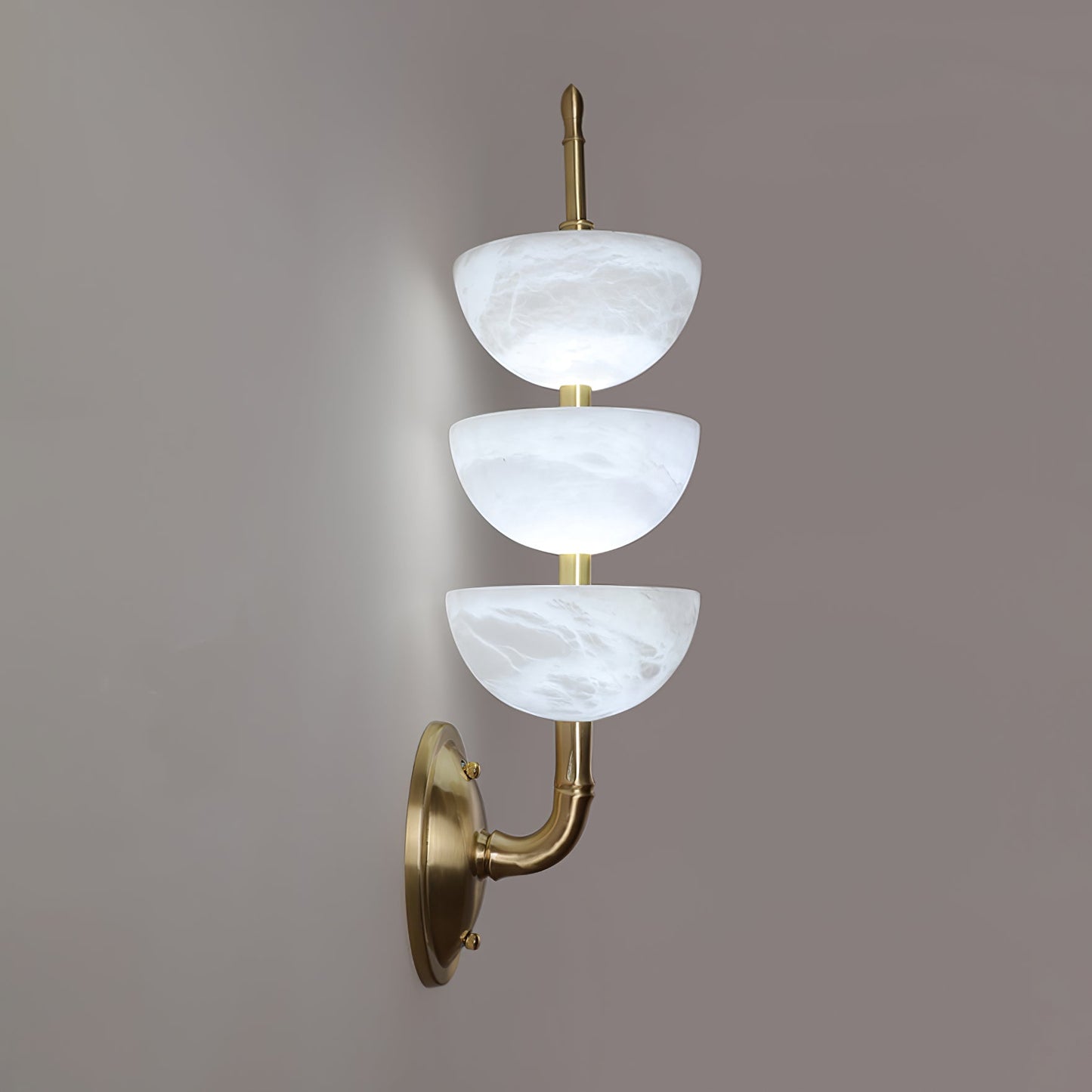 Triple Alabaster Wall Sconce - Elegant Lighting with Adjustable Bright