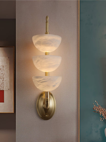 Triple Alabaster Wall Sconce - Elegant Lighting with Adjustable Bright