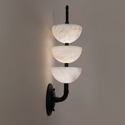 Triple Alabaster Wall Sconce - Elegant Lighting with Adjustable Bright
