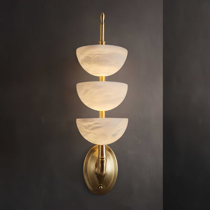 Triple Alabaster Wall Sconce - Elegant Lighting with Adjustable Bright