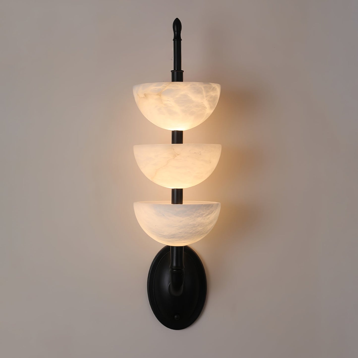 Triple Alabaster Wall Sconce - Elegant Lighting with Adjustable Bright