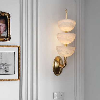 Triple Alabaster Wall Sconce - Elegant Lighting with Adjustable Bright